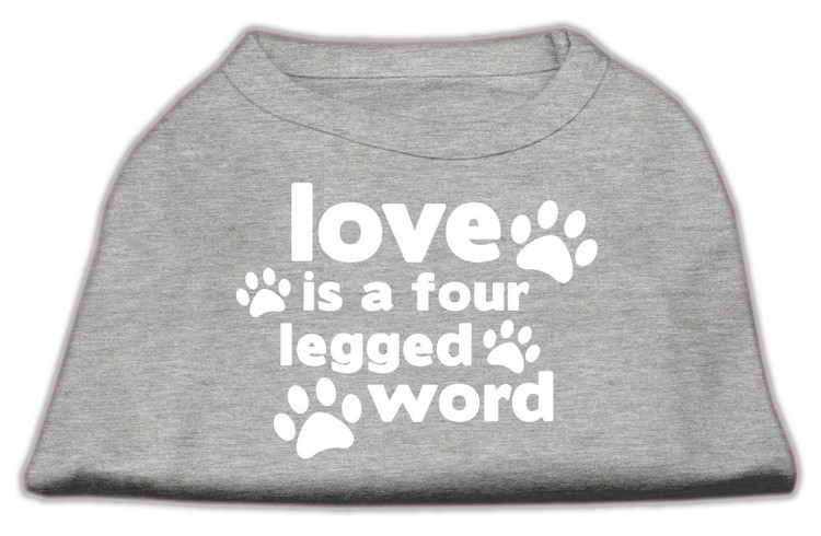 Love is a Four Leg Word Screen Print Shirt Grey Med